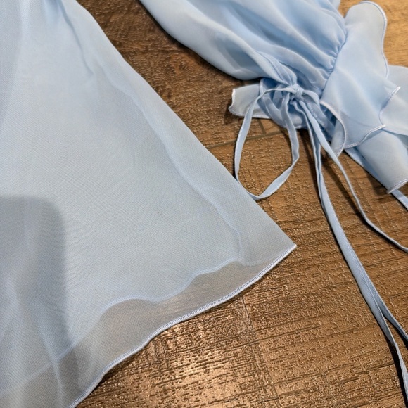 Les Filles D’eva sheer ruffled blouse in blue - Picture 6 of 7